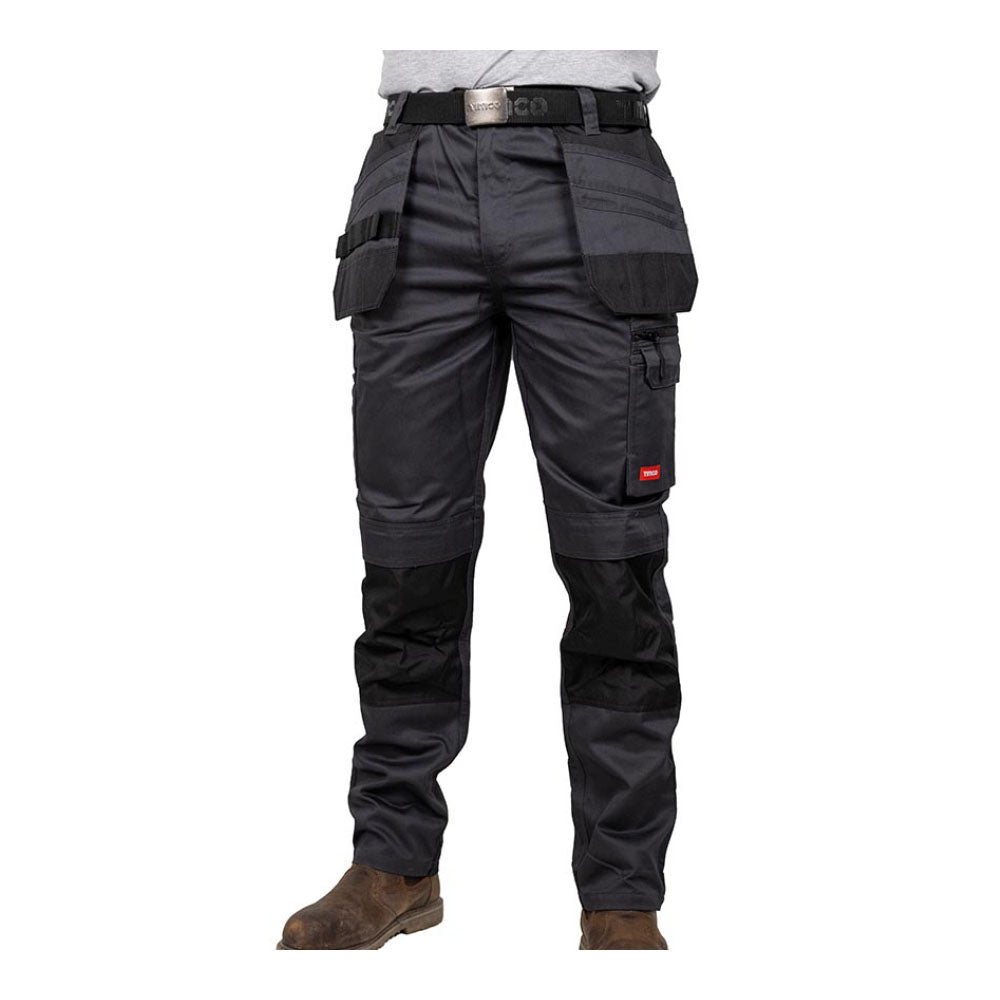 This is an image of Timco - Workman Trousers - Grey/Black W32 L32 (1 Each Bag) WTGBK3232