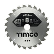 This is an image of Timco - 0Ã‚Â° Mitre Saw Blade 216 x 30 x 24T (1 Each Clamshell) Z2163024