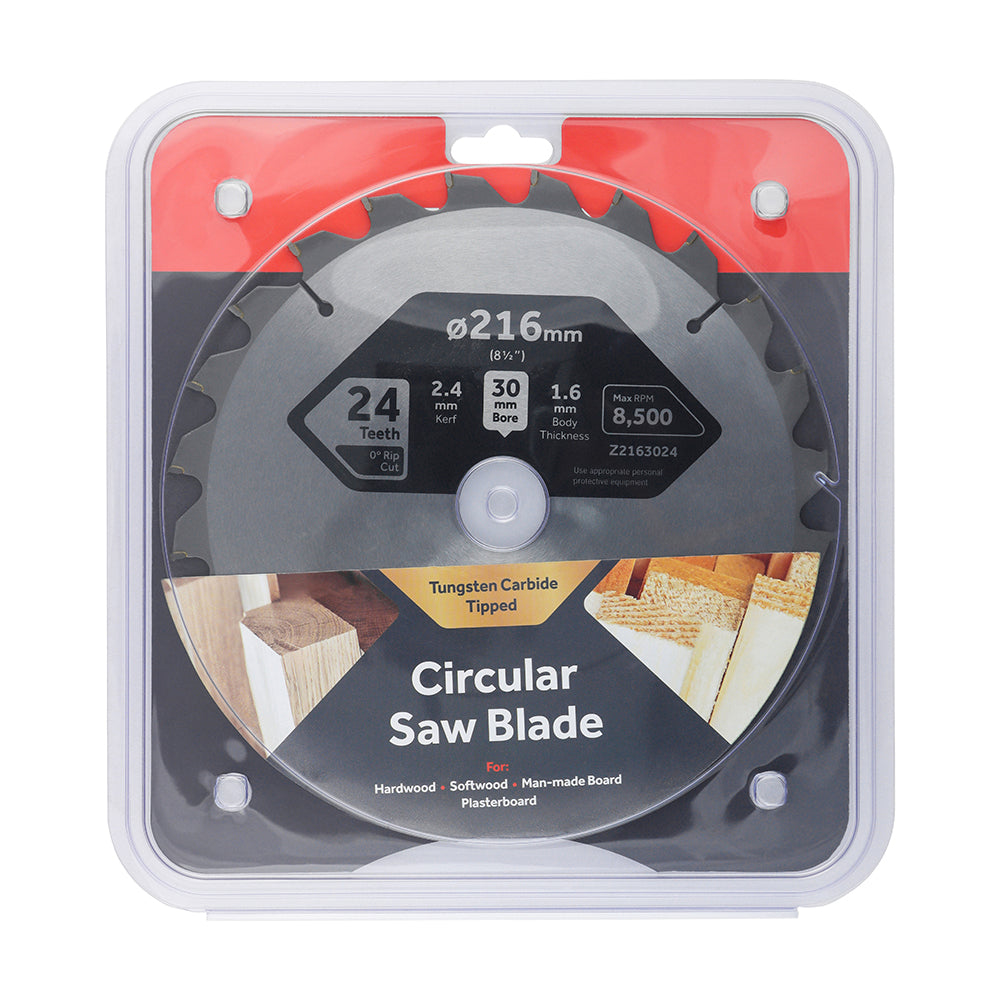 This is an image of Timco - 0Ã‚Â° Mitre Saw Blade 216 x 30 x 24T (1 Each Clamshell) Z2163024