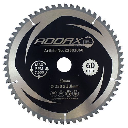 This is an image of Timco - 0Ã‚Â° Mitre Saw Blade 250 x 30 x 60T (1 Each Clamshell) Z2503060