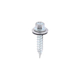 This is an image of Timco - Metal Construction Thin Sheet Metal to Timber Screws - Hex - EPDM Washer - Slash Point - Zinc 6.3 x 32mm - (100 PCS Bag) ZDS32W16
