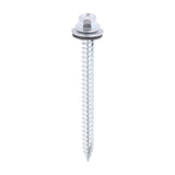 This is an image of Timco - Metal Construction Thin Sheet Metal to Timber Screws - Hex - EPDM Washer - Slash Point - Zinc 6.3 x 80mm - (100 PCS Bag) ZDS80W16