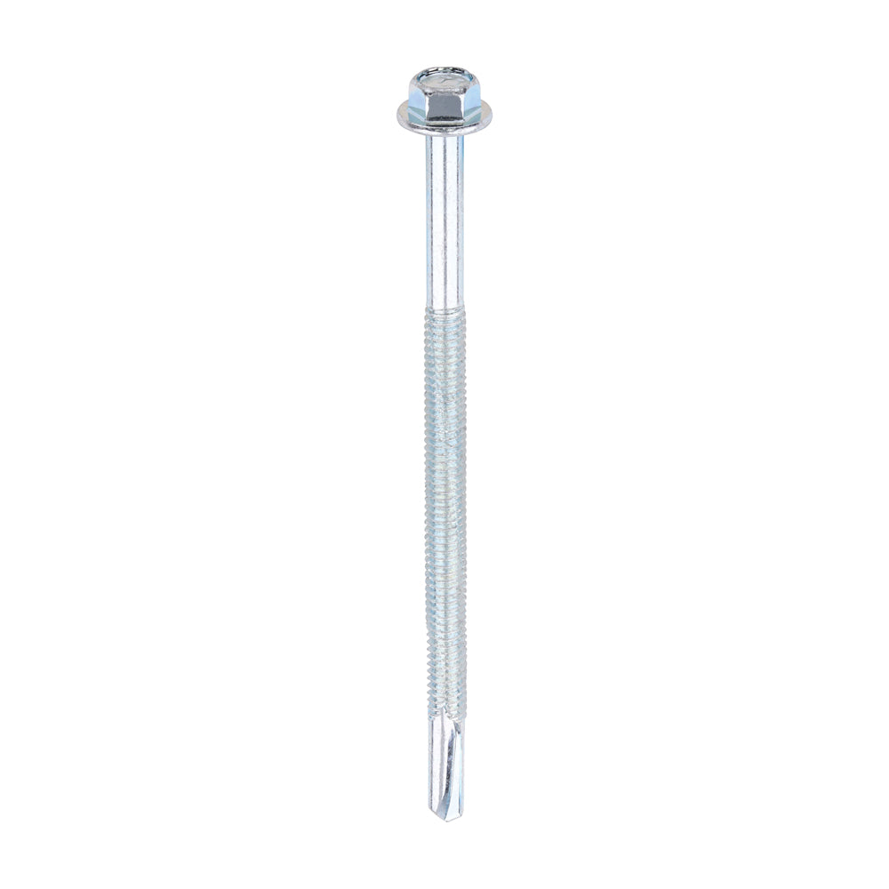 This is an image of Timco - Metal Construction Heavy Section Screws - Hex - Self-Drilling - Zinc 5.5 x 100mm - (100 PCS Box) ZH100B