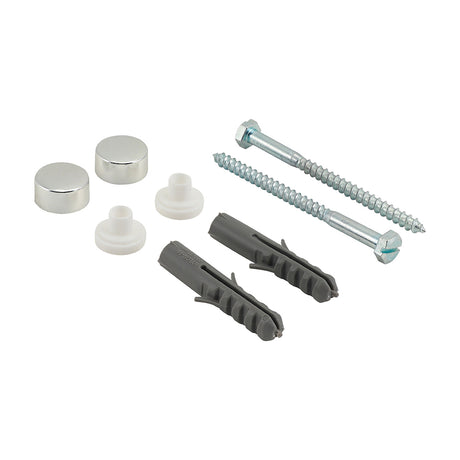 This is an image of Timco - Pan / Bidet Fixing Kit - Chrome Pan Kit - (2 PCS TIMpac) PBKCH